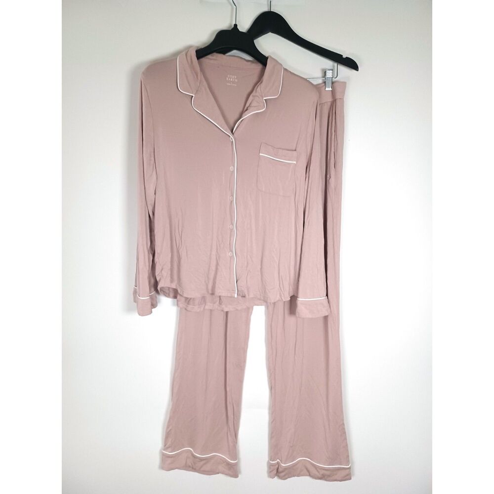 Cozy Earth Bamboo Stretch-Knit Long Sleeve Pajamas Large Luxury Eco Friendly